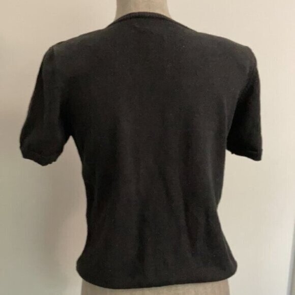 ALFRED Dunner Brown Embroider Floral Knit Short Sleeve Sweater - Picture 8 of 10